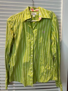 Lilly Pulitzer Lime Green Long-Sleeve Button-Down